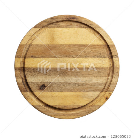 Round wooden cutting board with natural finish and visible grain patterns, perfect for kitchen use or serving. board smooth surface and sturdy design make it ideal for chopping or presentation Round wooden cutting board with natural finish and visible grain patterns, perfect for kitchen use or serving. board smooth surface and sturdy design make it ideal for chopping or presentation 128065053