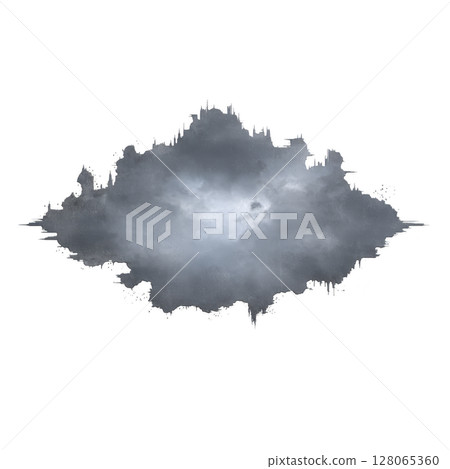 Dark, ominous cloud with jagged edges creates dramatic and moody atmosphere, evoking sense of mystery and tension. cloud texture and shape suggest stormy sky Dark, ominous cloud with jagged edges creates dramatic and moody atmosphere, evoking sense of mystery and tension. cloud texture and shape suggest stormy sky 128065360