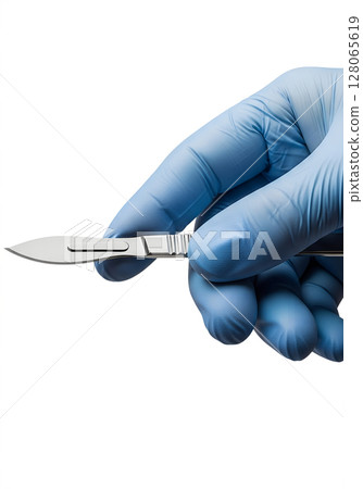Hand holding surgical scalpel, sharp medical instrument, isolated on transparent background, operation tool, precision, healthcare, surgery Hand holding surgical scalpel, sharp medical instrument, isolated on transparent background, operation tool, precision, healthcare, surgery 128065619