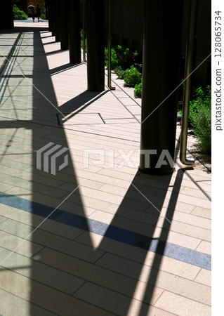 夏日陽光和玻璃屋頂的拱廊 128065734