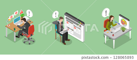 3D Isometric Flat Vector Illustration of Consulting Services, Software Support 128065893