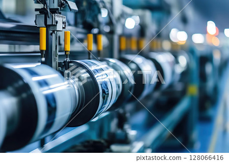 Label printing machine with wide format of paper rolls 128066416