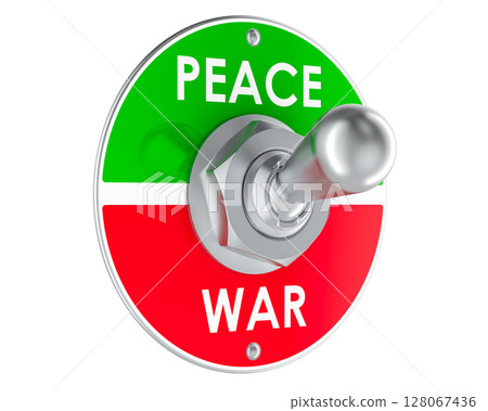 Peace or war switch, toggle switch lever. 3D rendering 128067436