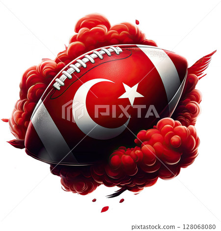 Illustration Soccer ball Turkey Smoke Flag country red yellow, black brush paint watercolor drawn stroke texture isolated background Illustration Soccer ball Turkey Smoke Flag country red yellow, black brush paint watercolor drawn stroke texture isolated background 128068080
