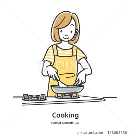 年輕女子做飯 年輕女子做飯 128068386