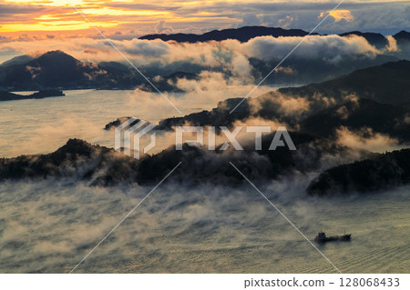 瀨戶內海的著名景點－筆影山展望台的景色 128068433