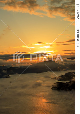 The view from Fudekageyama Observatory, a famous spot for sea fog in the Seto Inland Sea The view from Fudekageyama Observatory, a famous spot for sea fog in the Seto Inland Sea 128068441