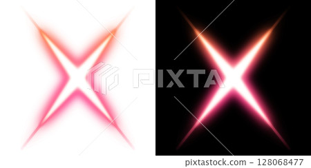Pink luminous X shape transparent and black background design Pink luminous X shape transparent and black background design 128068477