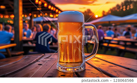 Sunset and beer garden 128068566