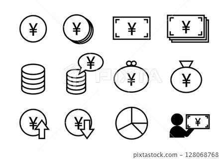 12 types of money icon set with yen mark (Japanese yen) 128068768