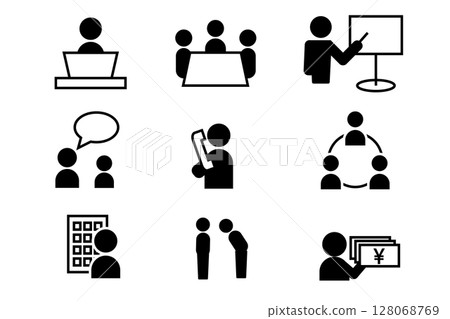 9 simple icon sets for business use 128068769