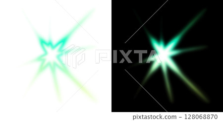Green luminous starburst light transparent and black background design 128068870