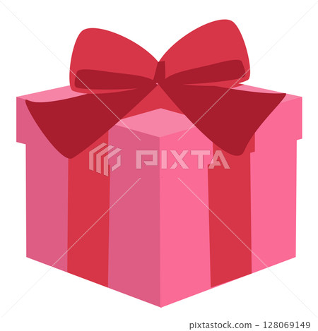 Gift box red simple icon vector illustration Christmas birthday 128069149
