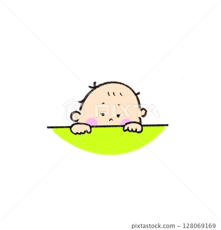 嬰兒向外張望的插圖 128069169
