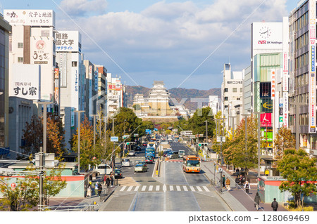 世界遺產、國寶姬路城、JR姬路站城堡景觀 世界遺產、國寶姬路城、JR姬路站城堡景觀 128069469