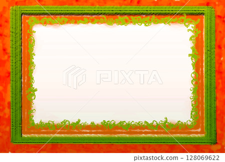 Red green plaque frame with place for text on white Red green plaque frame with place for text on white 128069622