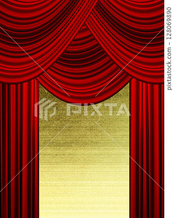 Red curtain stage AI generated material Red curtain stage AI generated material 128069890