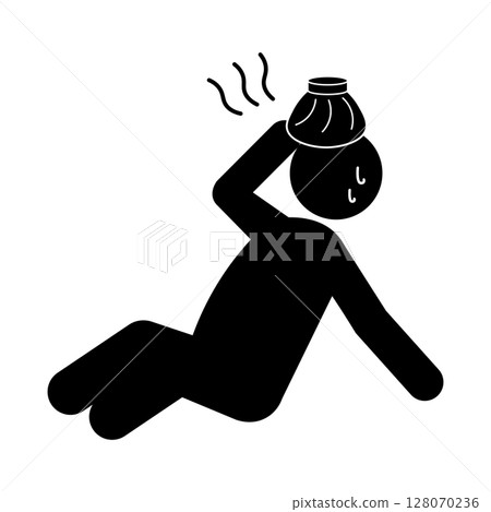 中暑倒下並正在降溫的人的象形圖 128070236
