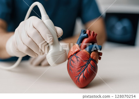 Heart model ultrasound demonstration 128070254