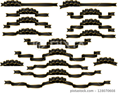 絲帶，19 黑色，波浪邊 2 128070608