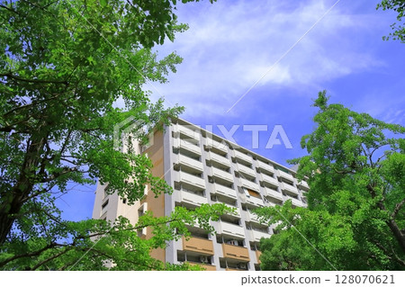 Blue sky and collective housing 128070621