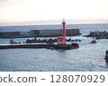 Red lighthouse and sunrise 128070929