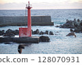 Red lighthouse and sunrise 128070931