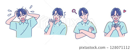 Anime style boy facial expression set Anime style boy facial expression set 128071112