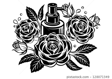 Cosmetic spray atomizer,delicate roses flowers 128071349
