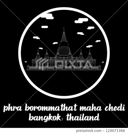 Circle Icon Phra Borommathat Maha Chedi. Vector illustration 128071366