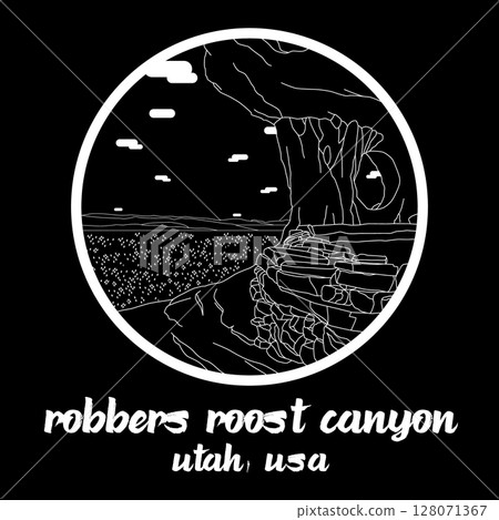 Circle Icon Robbers Roost Canyon. Vector illustration 128071367