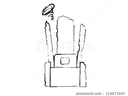 破舊手繪佛塔的日本墓碑 128071847