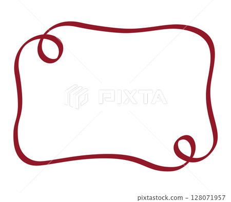 Hand-drawn brush-like square frame/red line 128071957