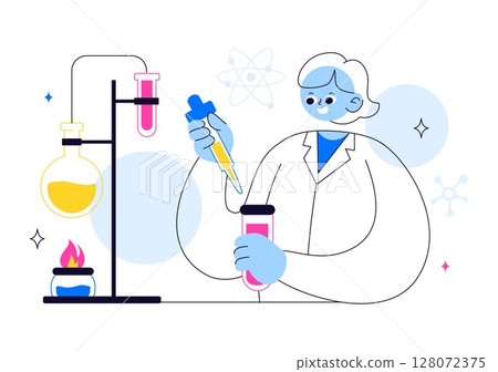 Experiment Vector Illustration Featuring a Laboratory Conducting Scientific Research, Experimentation, and Measurement to Test a Hypothesis 128072375
