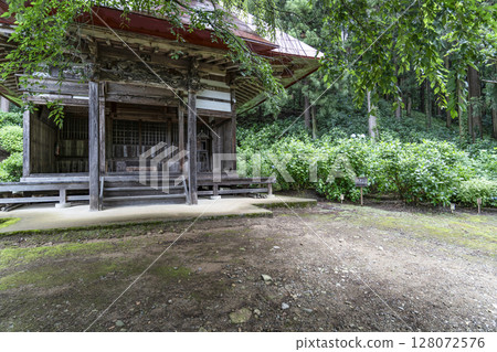 Yakushido Hall at Kochoji Temple (Matsumoto City, Nagano Prefecture) in June 128072576