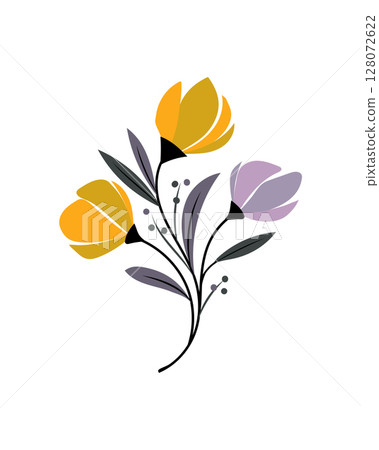 Hand Drawn Spring and Summer Flowers Decorations Hand Drawn Spring and Summer Flowers Decorations 128072622