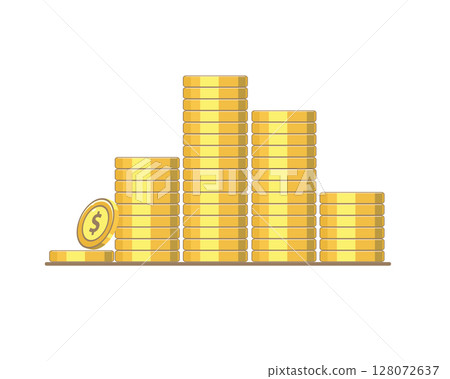 Stacks of Gold Coins. Flat currency pile icon is stacked Stacks of Gold Coins. Flat currency pile icon is stacked 128072637