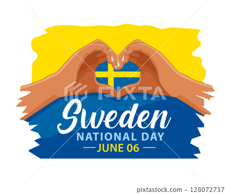 National Day of Sweden. Celebrated annually on June 6 in Sweden. Happy national holiday 128072737
