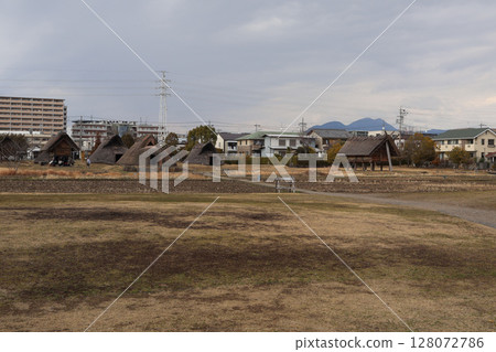 Rice fields in a reconstructed Yayoi period village Rice fields in a reconstructed Yayoi period village 128072786