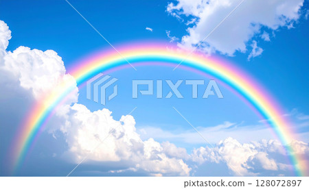 Rainbow background in the blue sky 128072897