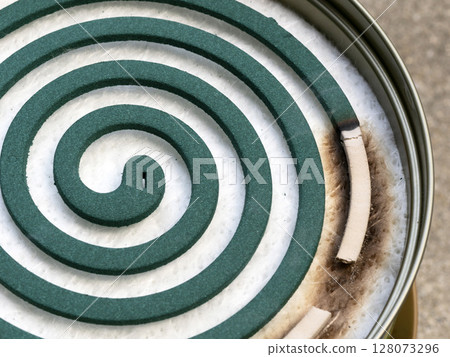 Burning mosquito coil and ashes Burning mosquito coil and ashes 128073296