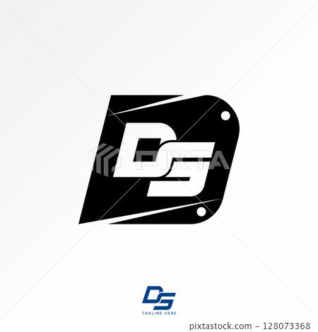 Logo design graphic concept creative premium vector stock image top sell initial DS font on metal steel plate blacksmith iron material manufacture art 128073368