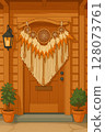 Stylish large entrance door decoration 128073761