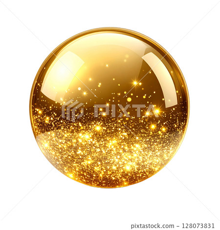 A fantastical golden sphere of light - a luxurious and transparent 3D object 128073831