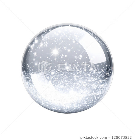 A fantastical silver sphere of light - a luxurious and transparent 3D object 128073832
