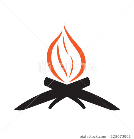 Hipster vintage bonfire logo design. Logo for camping, adventure wildlife, campfire. Hipster vintage bonfire logo design. Logo for camping, adventure wildlife, campfire. 128073901