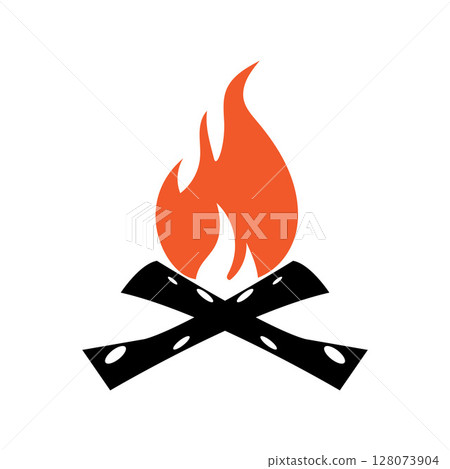 Hipster vintage bonfire logo design. Logo for camping, adventure wildlife, campfire. 128073904