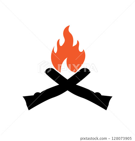 Hipster vintage bonfire logo design. Logo for camping, adventure wildlife, campfire. 128073905