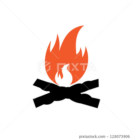 Hipster vintage bonfire logo design. Logo for camping, adventure wildlife, campfire. 128073906