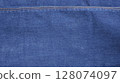 Close-up of blue denim jeans fabric texture background 128074097